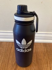 Adidas Water Bottle Tumbler Double Wall Stainless Steel Navy Blue USED