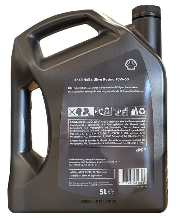 Shell Helix Ultra Racing 10W-60 1x5 + 3x1  Liter Motorenöl - Bild 2 von 4