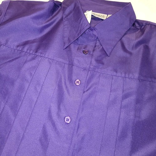 Camicia donna Liz Baker Essentials blusa viola vintage con bottoni taglia 16M nuova con etichetta - Foto 10 di 11