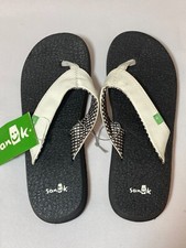 Sanuk Yoga Mat White Black  White Comfortable Women's Flip Flops Sandals New