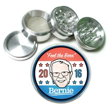 Bernie Sanders Face Rs1 Themed Aluminum Herb Grinder 63mm 4 Piece Hand Mueller 