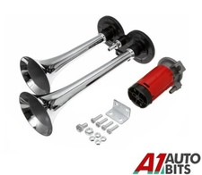 Air Horn Compressor 12V 150dB Chrome Twin Dual Tone For Car Boat Van Truck Loud