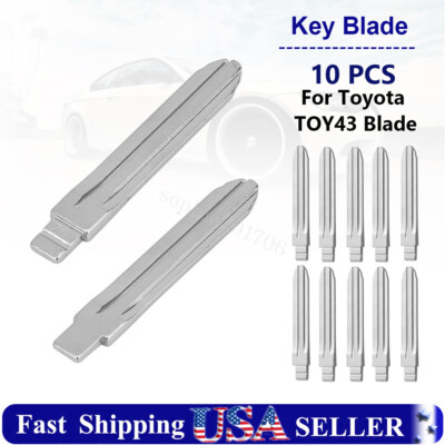 10x Replacement Uncut Flip Key Blade Blank TOY43 for Totoyta Style TR47 Remote