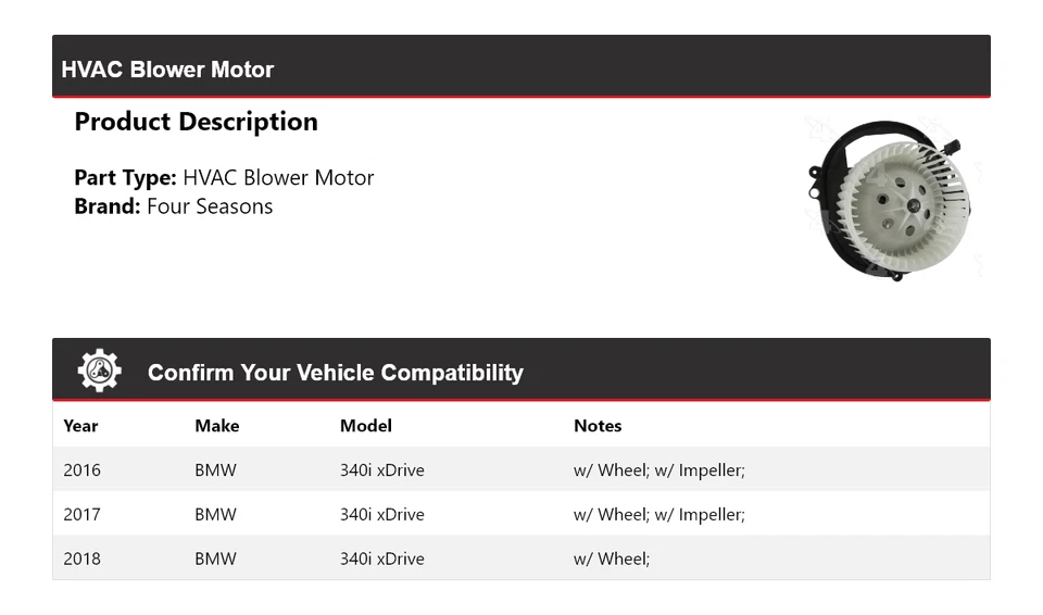 Motor soplador de climatización para BMW 340i xDrive 2016-2018 4 estaciones 2017 Foto 2 de 4