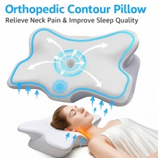 Cervical Orthopedic Memory Foam Pillow Neck Pain Relief Side Sleeper Bed Contour