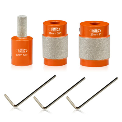 3pc Diamond Stained Glass Grinding Head Vacuum Brazed Milling Bit  Glass