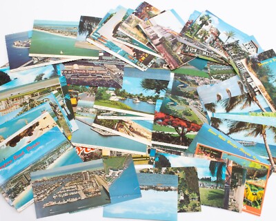 Lot of 103 Vintage Color Photograph Postcards Florida Beaches Wildlife Cities