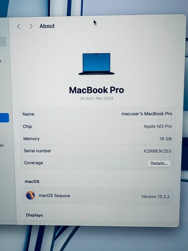 Apple MacBook Pro 14" 2023 M3 Pro 11-Core CPU 14-Core GPU 18GB, 512GB, SP schwarz - Bild 19 von 23