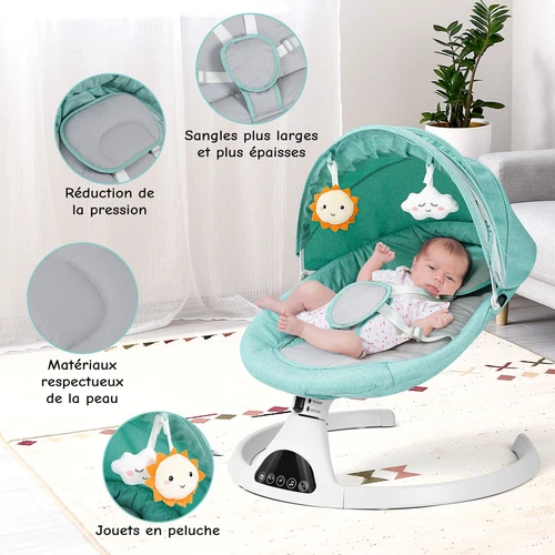 Multifunktion Babywippe Elektrisch Babyschaukel mit Fernbedienung & 5-Punkt-Gurt - Bild 19 von 37