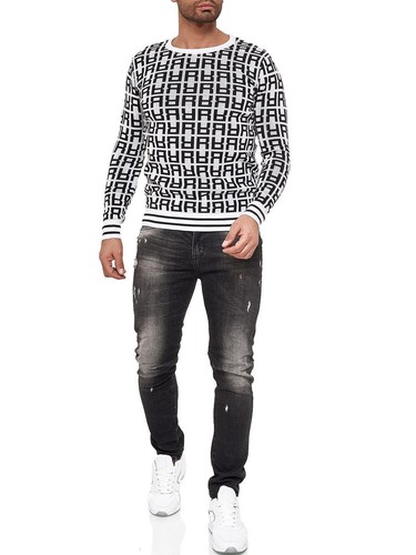 Redbridge Maglione Uomo Maglia Pullover Felpa Sweater Allover R Logo M3096 - Foto 12 di 33