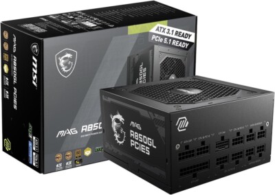 MSI - MAG A850GL PCIE5, 80+ GOLD Fully Modular Gaming PSU, 12V-2x6 Cable,ATX 3.1