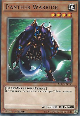 YU-GI-OH CARD: PANTHER WARRIOR - RARE - MIL1-EN036 1ST EDITION