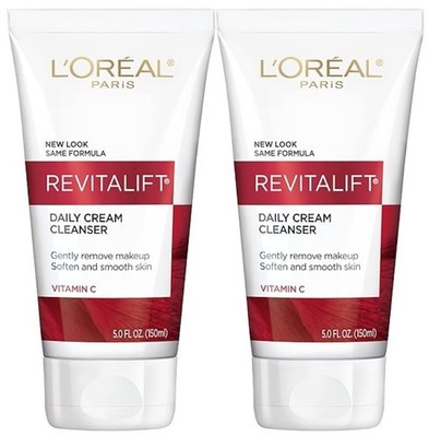 L'Oreal Paris Revitalift Daily Cream Cleanser w/Vitamin C 5OZ.(Lot of TWO UNITS)