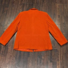 Harve Benard Petite Orange Wool Blend Blazer Jacket Size 12P Zipper Front