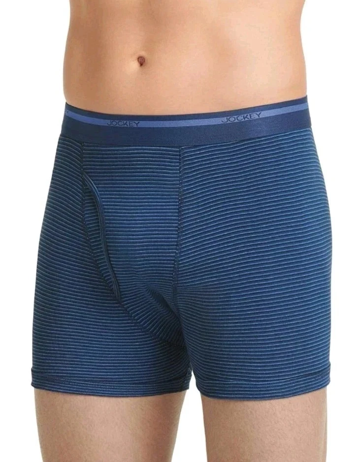 Cueca Boxer Jockey Masculina Clássica 5" Cintura Completa, Pacote com 3, Multi-Azul - Imagem 2 de 4