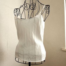 Christian Dior 2003 John Galliano White Pleated Camisole Lace Tank 40 Archival