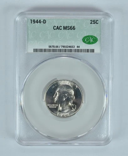 1944-D Washington Quarter MS66 CAC CACg