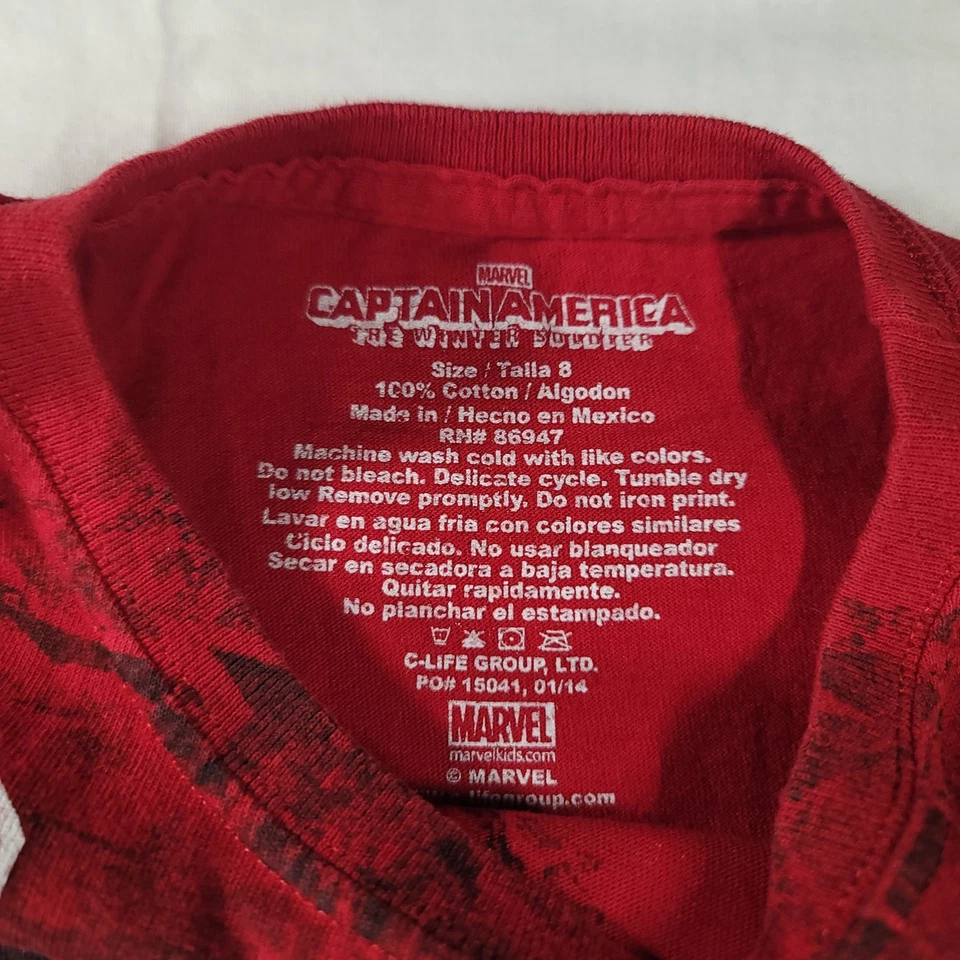 Marvel Captain America Crew Neck Short Sleeve T-Shirt Youth Boys Size 8 Red - Image 3 of 4