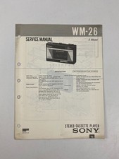 Vintage Sony WM-26 Wallkman Cassette Service Manual Original 