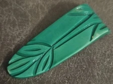 Vintage Aqua Green Carved BAKELITE Art Deco Fur Dress Scarf Clip