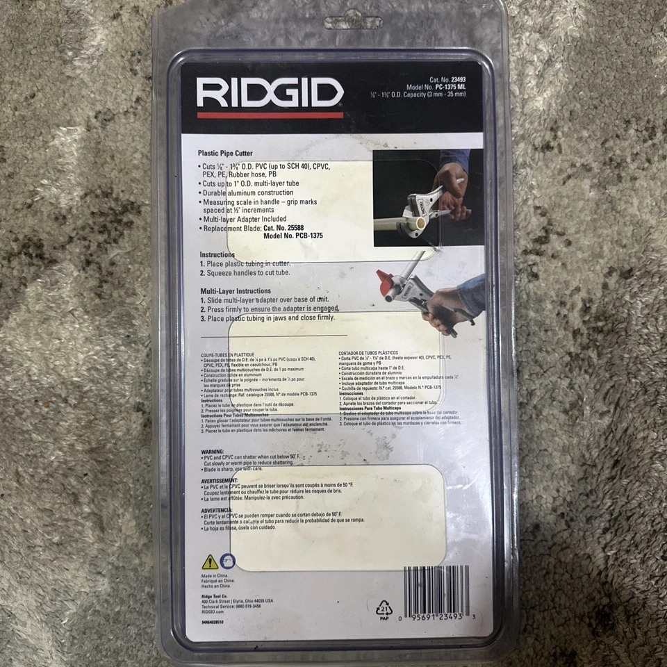 New Ridgid 23493 PVC Plastic Pipe & Tubing Cutter, Steel Blade 1 1/8”- 1 3/8”  - Image 2 of 4