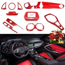 12PCS Red Full Set Interior Decoration Trim Kit For Chevrolet Camaro 2017-2023
