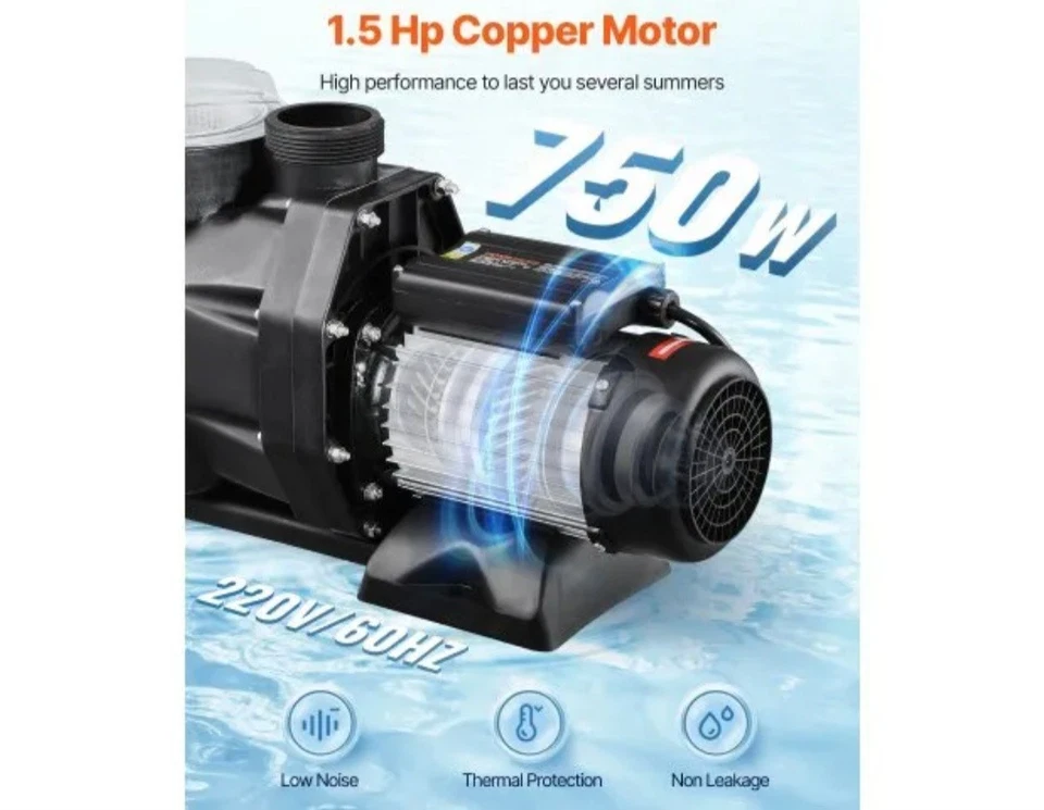 Vevor Swimming Pool Pump 1.5HP SPP1100 - Image 2 of 4