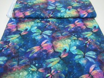Timeless Treasures quilt-craft fabric DRAGONFLY DREAM fantasy 2 yds (cd-3206)