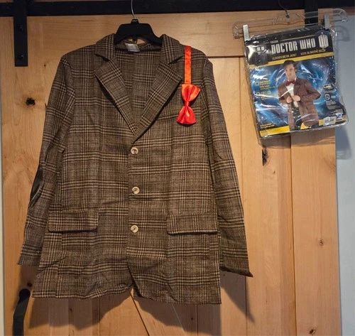 New! 11th Doctor Who BBC L/XL Brown Plaid Blazer & Bowtie Costume Halloween 2009 - product listing photo