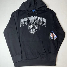 UNK NBA Brooklyn Nets Men's Large Hoodie Sweatshirt Pockets Basketball Black New