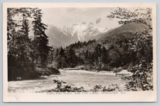 Capilano River & The Lions Vancouver BC 1949 Postcard Vintage RPPC