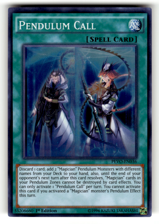 Pendulum Call PEVO-EN036  Super Rare Pendulum Evolution LP