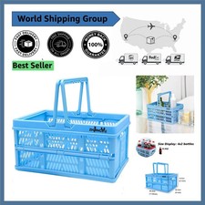 Stylish Collapsible Storage Crate - Portable Plastic Organizer in Elegant Blue