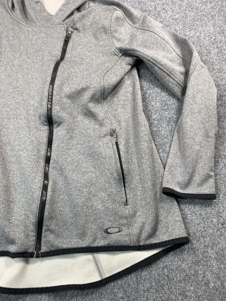 Suéter Oakley Para Mujer Grande Manga Larga Cremallera Completa Sudadera con Capucha Informal Exterior Gris Foto 4 de 4