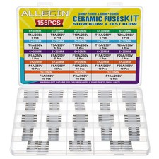 ALLECIN 21 Values 250V Fast Slow Blow Ceramic Fuses Assortment Kit White