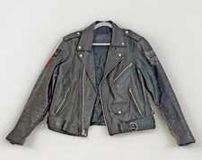 VTG Harley Davidson Leather Biker Jacket PAN HEAD Patch Lined Heavy See Measures