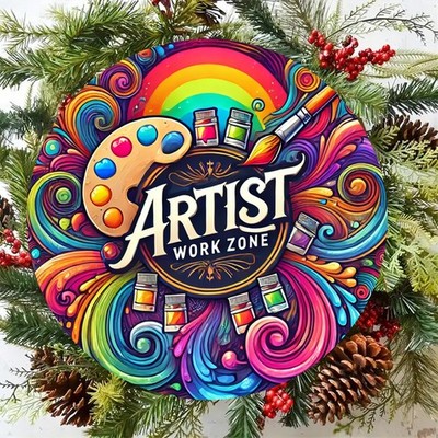 Artist Work Zone Themed Round Aluminum Tin Metal Signs Home Décor 8x8