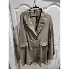 Boohoo Plus Size 24 US 20 Oversized Blazer Dress Khaki Double Breasted Jacket