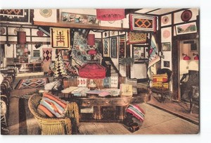 Roosevelt Dam Arizona AZ Postcard 1915-1930 Apache Lodge Interior View Lobby