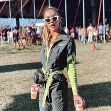 WHYTE STUDIO Bodysuit Acid Lime Fluo Green Top Fluo Green Knit Bold Size M L