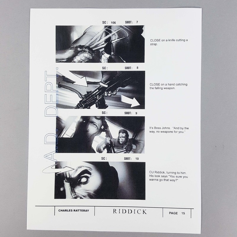 Image 11 of Riddick Production Used Storyboard Hell Rally Vin Diesel Scene 106 Page 15