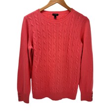 Talbots Sweater Womens Large Pink Cable Knit Lambswool Blend Pullover Classic