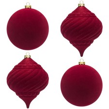 Large Velvet Christmas Balls 6-Inch Red Christmas Decorative Hanging Ornament...