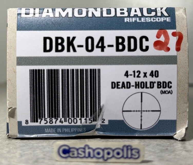 Vortex Diamondback 4-12x40 Dead-Hold BDC MOA 40mm Rifle Scope - DBK-04-BDC - CIB - Image 4 of 4