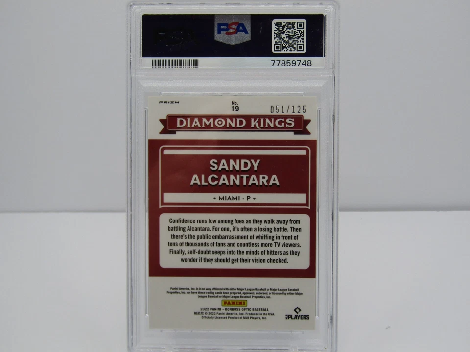 SANDY ALCANTARA 2022 DONRUSS OPTIC ORANGE! #051/125! PSA 8! CON-TD - Image 2 of 2