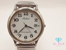 Citizen Q Q Falcon Men's Used Watch Date White Silver Stainless Steel Bracelet