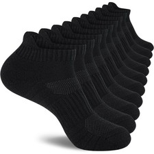 Mens 100 Cotton Ankle Socks, Athletic Cushioned Performance Running Moisture...