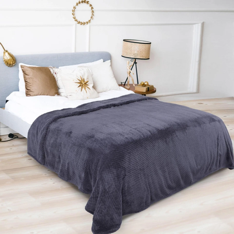 Coperta Flanella Poliestere Microfibra 300 gmq Queen Size Viola Chiaro 200x230cm - Immagine 2 di 4