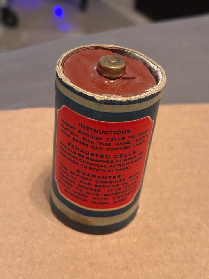 Batería de celda D Eveready antigua vintage 1924-1928 Foto 3 de 4