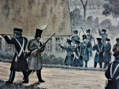 Peter Suhr,1788-1857, kolor-Litho 1835: GEFECHT 1813 HAMBURG & VERB vs FRANZOSEN